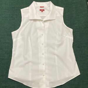 Talbots White Sleeveless Button-Down Shirt
